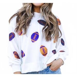 NEW MARY SQUARE footballs millie sweatshirt in orange & purple